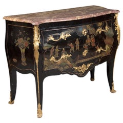 French Vintage Louis XV Style Gilt Bronze Mounted Chinoiserie Commode