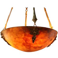 French Bronze and Alabaster Chandelier