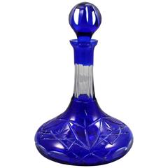 Bristol Blue Overlay Crystal Decanter