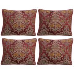 Pair of Vintage Silk Damask Pillows with Linen Backs