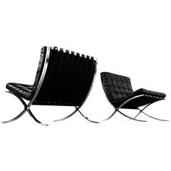 Pair of Early Mies van der Rohe Barcelona Chairs by Knoll International, 1960