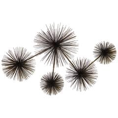 Curtis Jere 1979, Brass Pom Pom or Sea Urchin Wall Sculpture