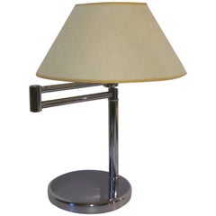 Retro Walter Von Nessen Chrome Swing Arm Table / Desk Lamp