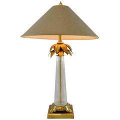 Handblown Glass and Brass Palm Tree Table Lamp by Frederick Cooper