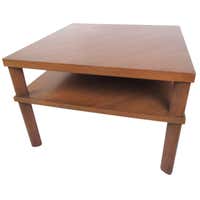 Lane Rounded Rectangle Shape Two-Tier Walnut Coffee Table at 1stDibs