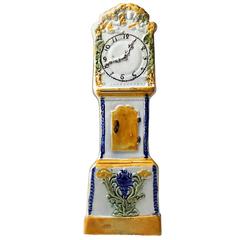Antique English pottery Prattware model of a Grandfather Clock circa 1810 period