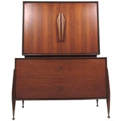 Mid-Century Modern American Walnut Highboy Dresser