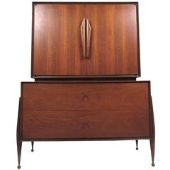 Mid-Century Modern American Walnut Highboy Dresser 11