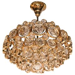 Gorgeous Mid-Century Modernist 24-Karat Gold-Plated Chandelier by Palwa