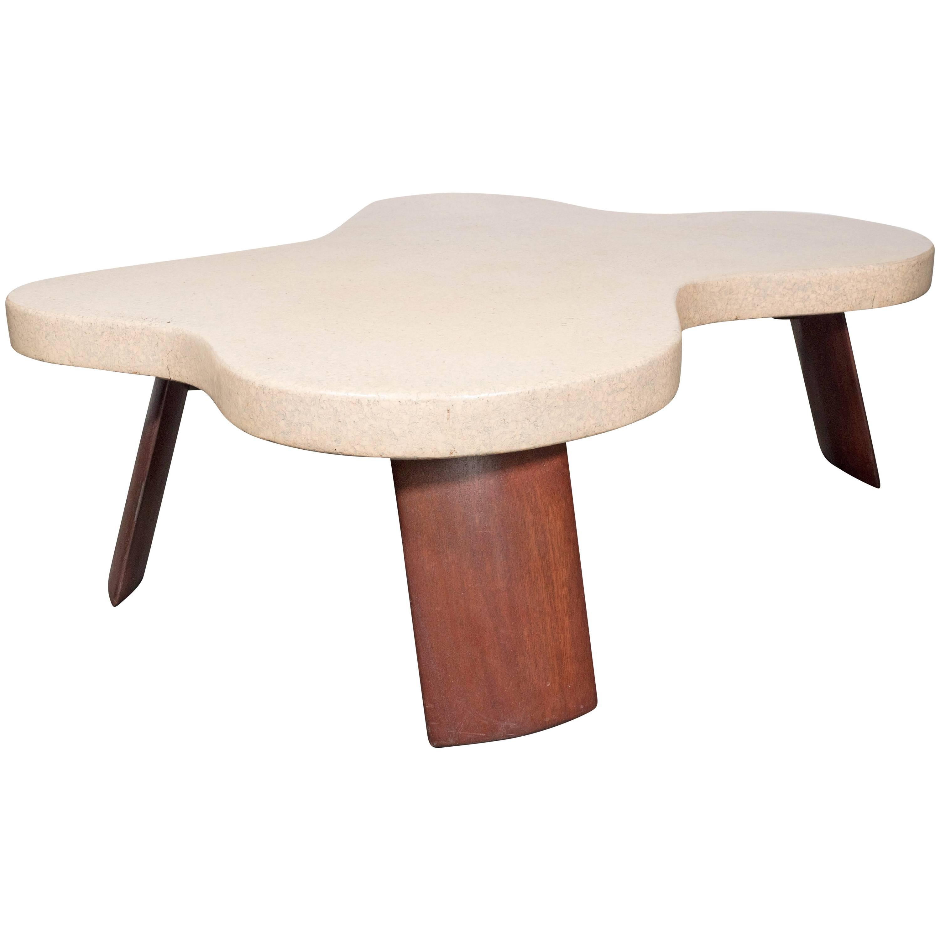 Iconic Mid-Century Modernist "Amoeba" Cork-Top Cocktail Table by Paul Frankl