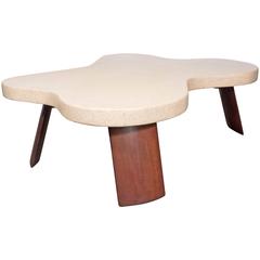 Iconic Mid-Century Modernist "Amoeba" Cork-Top Cocktail Table by Paul Frankl