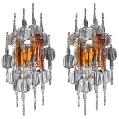 Brutalist Pair of Mid-Century Wall Sconces by Tom Ahlstrom & Hans Ehrlich
