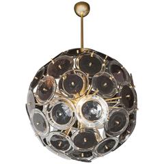 Sophisticated Modernist Vistosi Disc Sputnik Chandelier with Black & Clear Discs 8