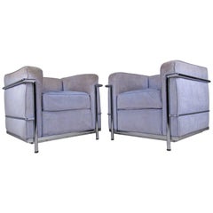 Pair of Retro Modern Le Corbusier Style Lounge Chairs