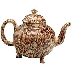 Creamware tortoiseshell lead glaze earthenware pottery teapot Whiedon type.