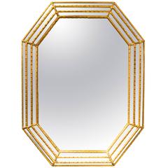 Mid-Century Modern Labarge Hexagonal Mirror with Gold Leaf