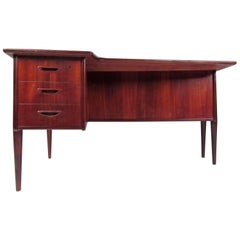 Scandinavian Modern Teak Desk with Raised Edge