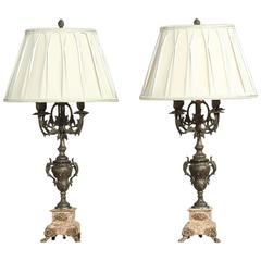 Pair of 19th Century French Mantel Urn Table Lamps