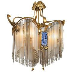 French Art Nouveau Boudoir Chandelier by Hector Guimard
