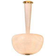 Tomaso Buzzi for Venini, Rare Italian Murano Gold and Lattimo Glass Chandelier 9
