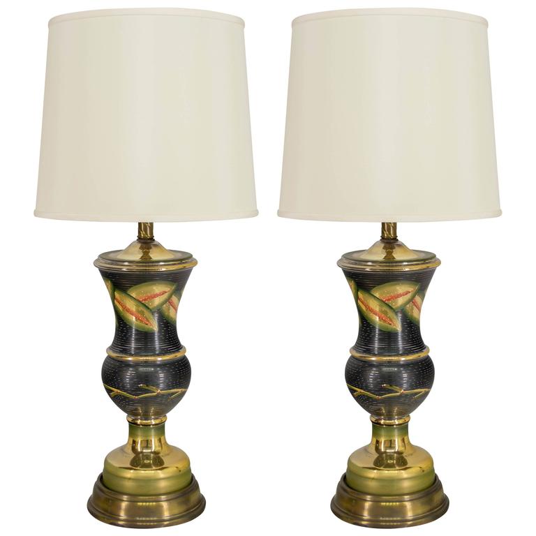 Pair of Glass Lamps For Sale at 1stdibs
