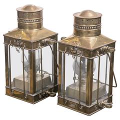 Antique 1880 Solid Brass Ship Lanterns by Davey and Co., London, England