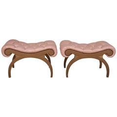 Pair of Grosfeld House Leather Benches
