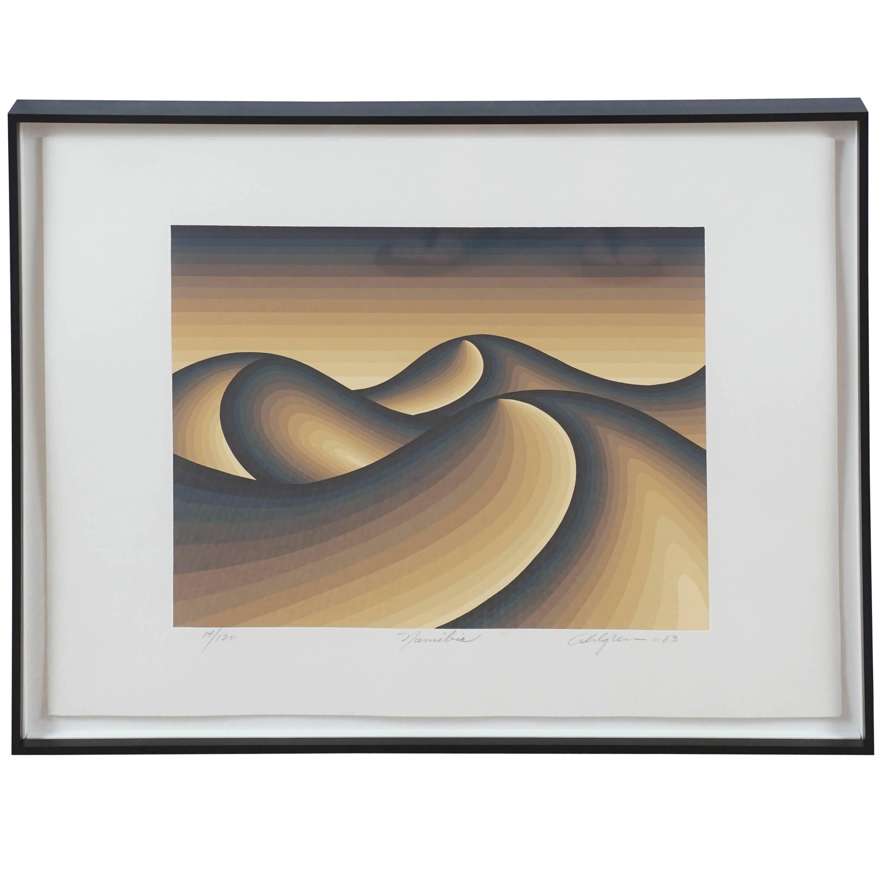 Optical Art Wave Silkscreen by Roy B. Ahlgren For Sale