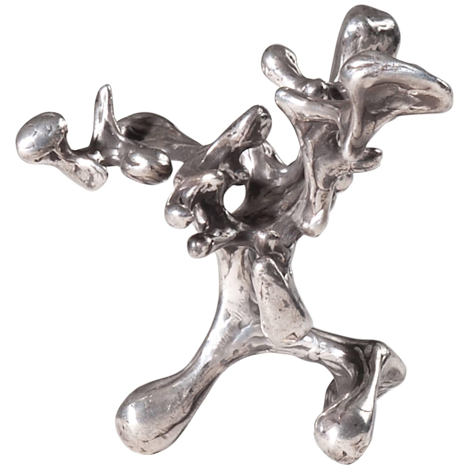 Cast Silver Sculpture by Bob Winston For Sale