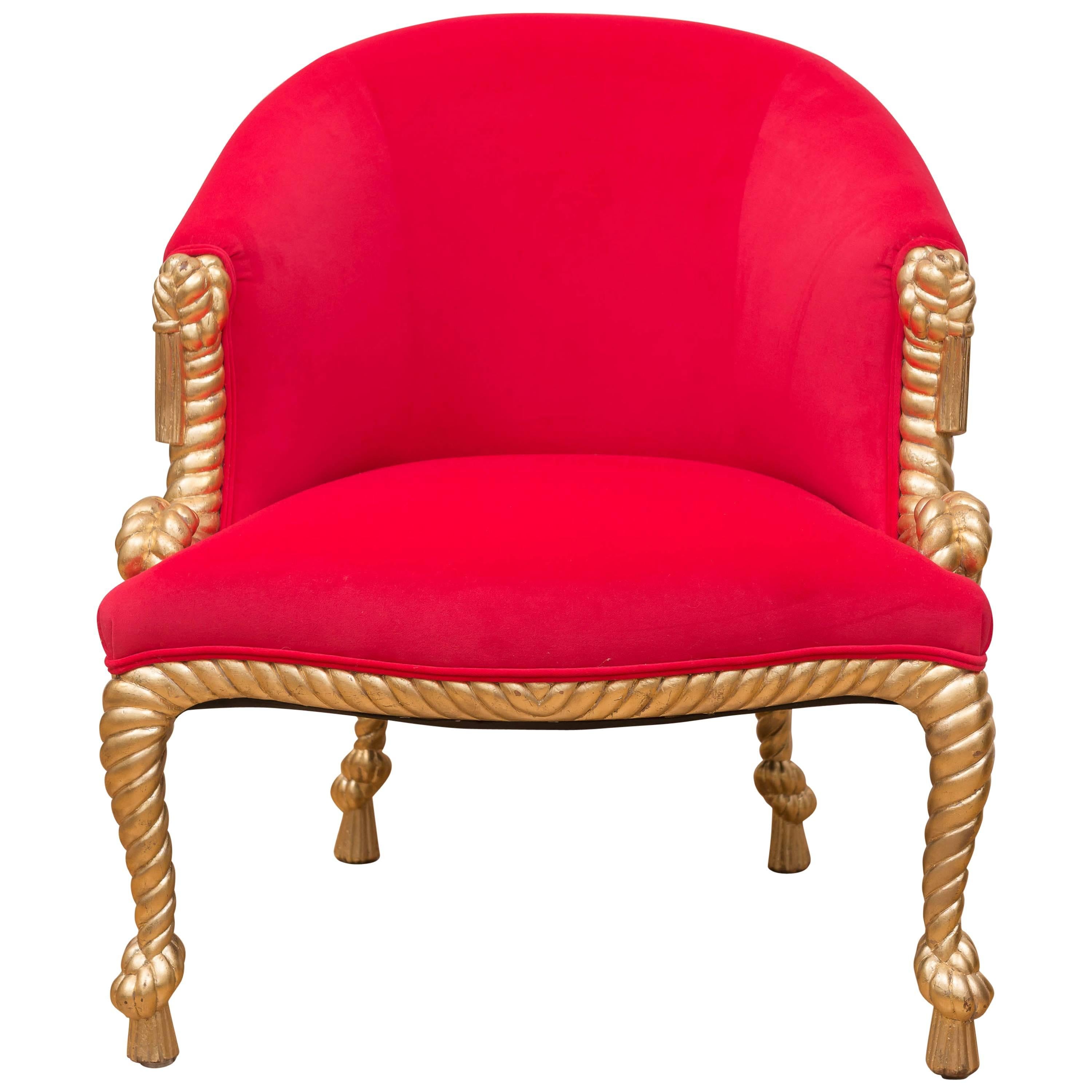 Italian Gilt tassel Chair For Sale