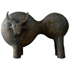Dominique Pouchain Ceramic Bull Sculpture