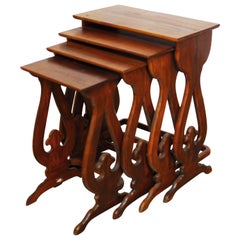 Set of Four Carved Chinese Nesting Tables