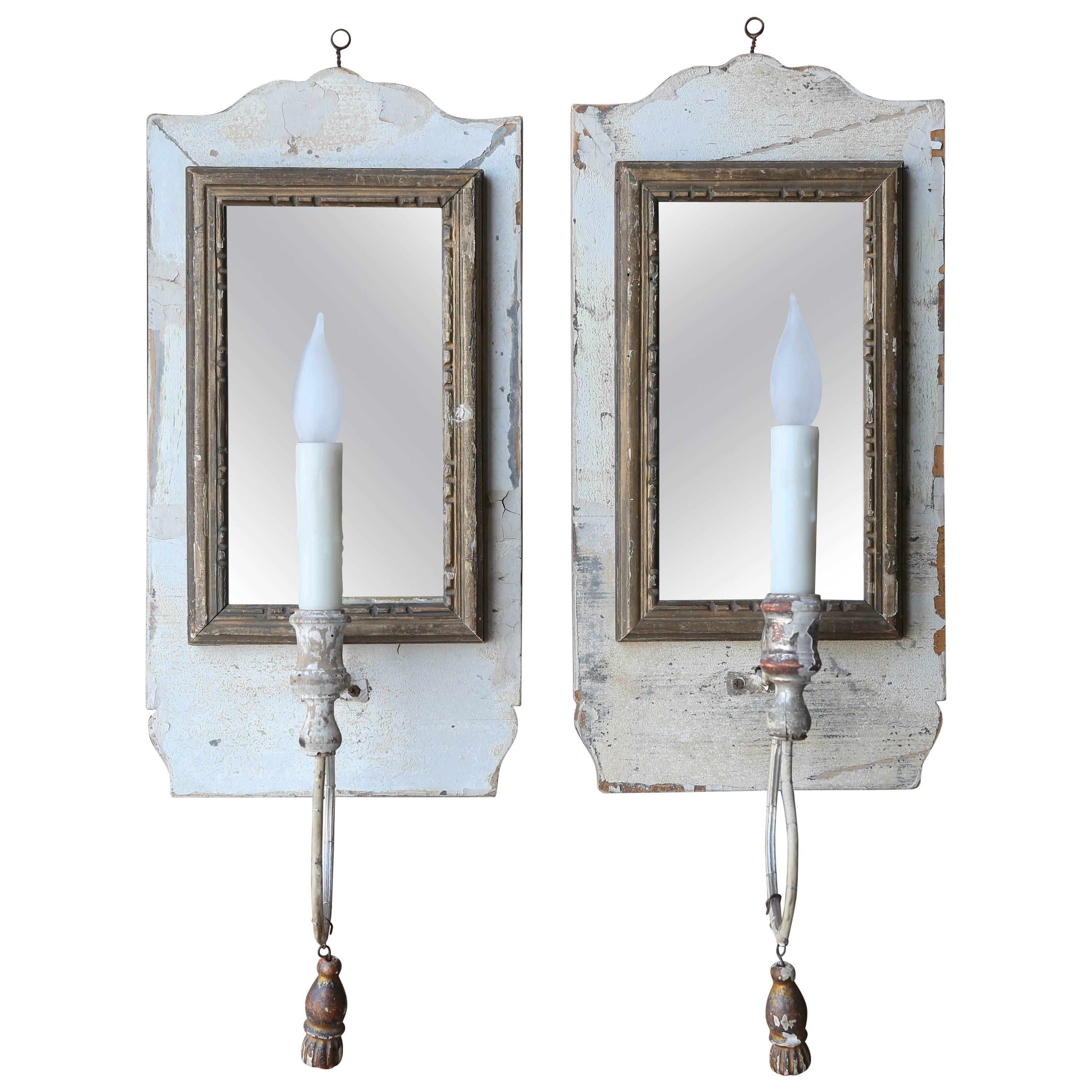 Italian Antique Mirrored Sconces