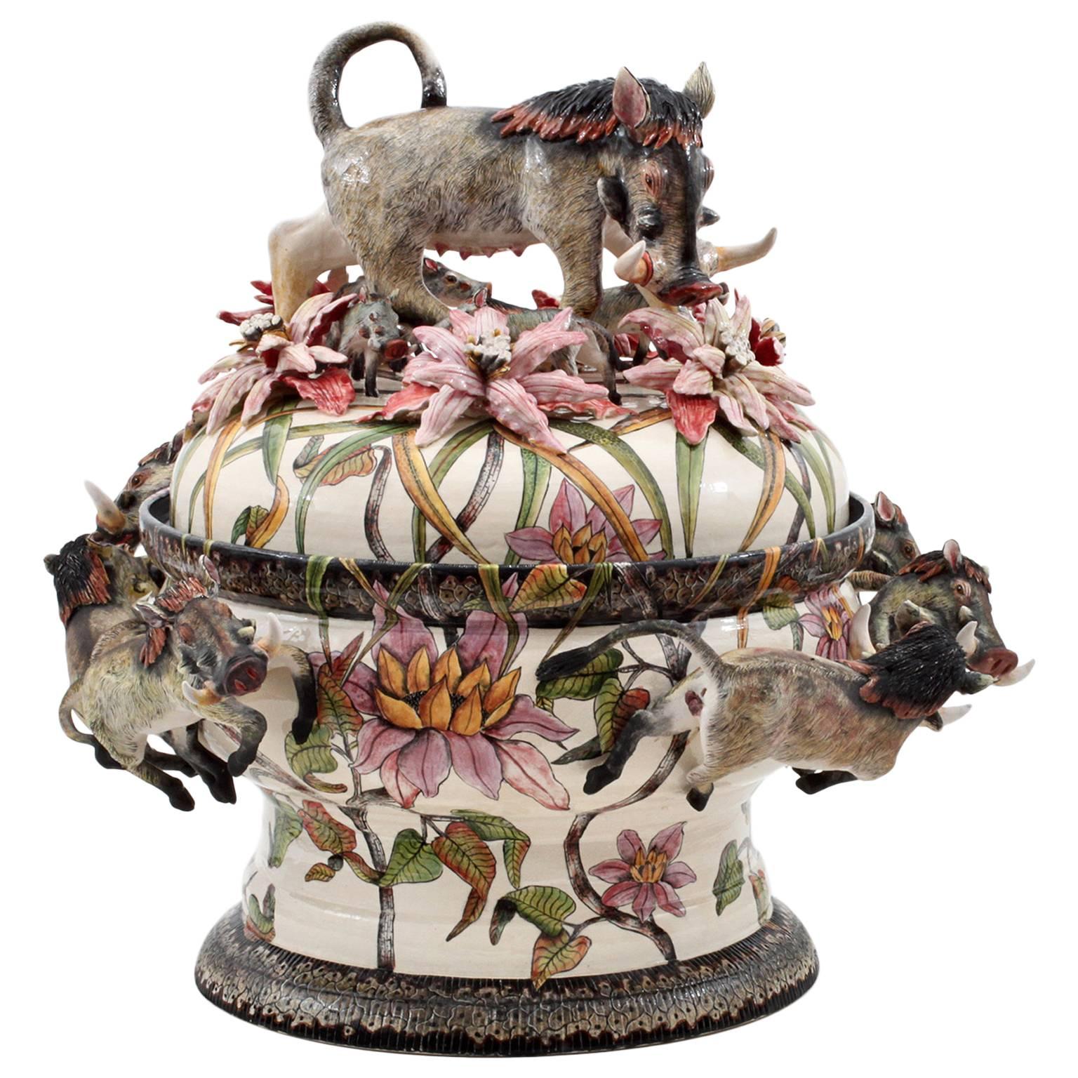 Warthog Tureen Centerpiece by Ardmore Ceramics from South Africa