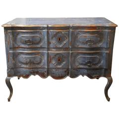French 18th Century Louis XVth Period Arbalette Commode in Painted Wood 