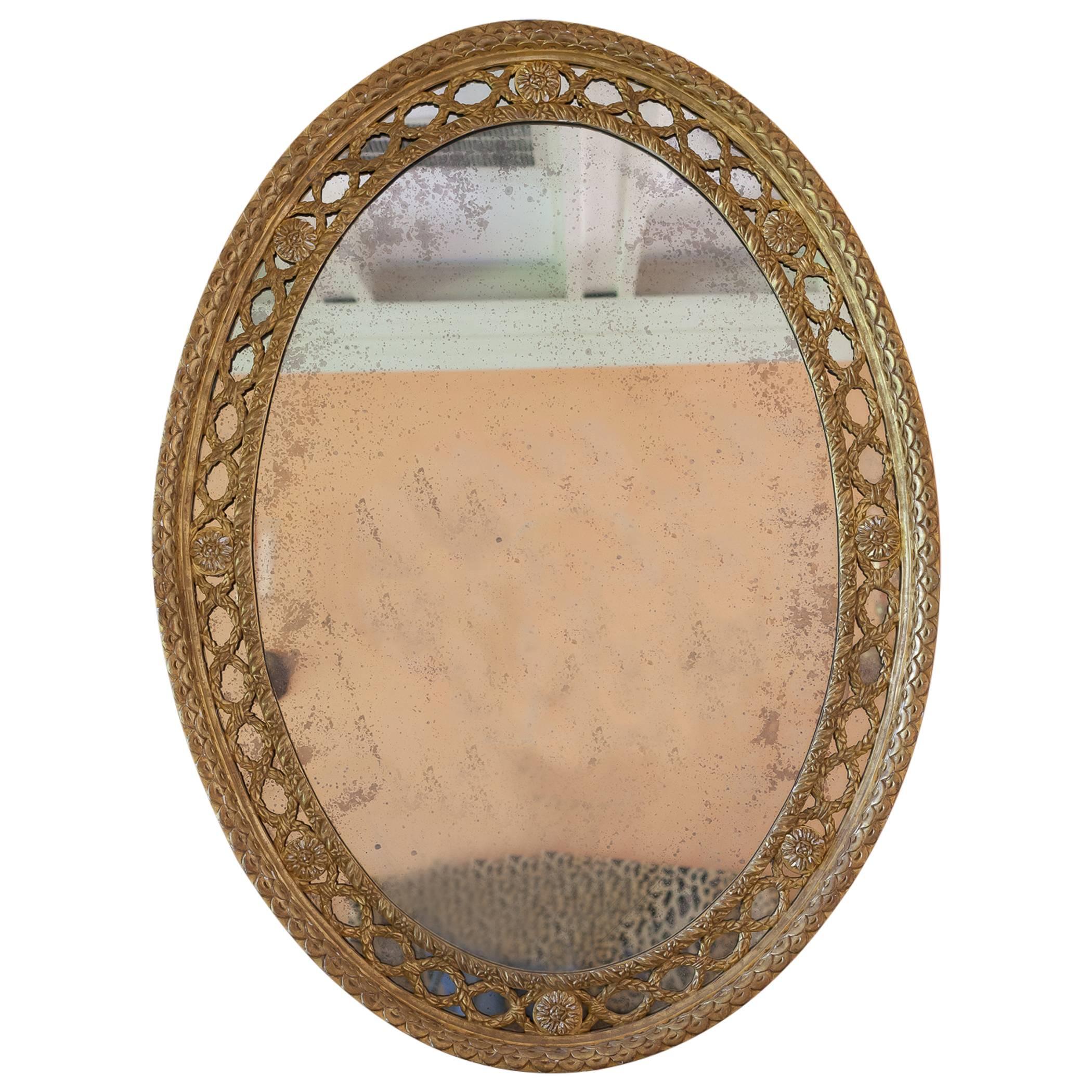 Neoclassical Oval Giltwood Mirror