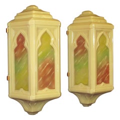 Antique 1920s Moorish Cathedral Wall Sconces