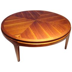 1950s American Modern Mid-Century Walnut Round Coffee Table