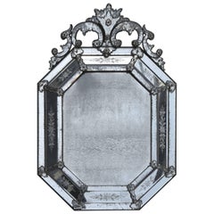 1880 Mirror Venice Octagonal has Front Wall Silvering Mercury Oxyded