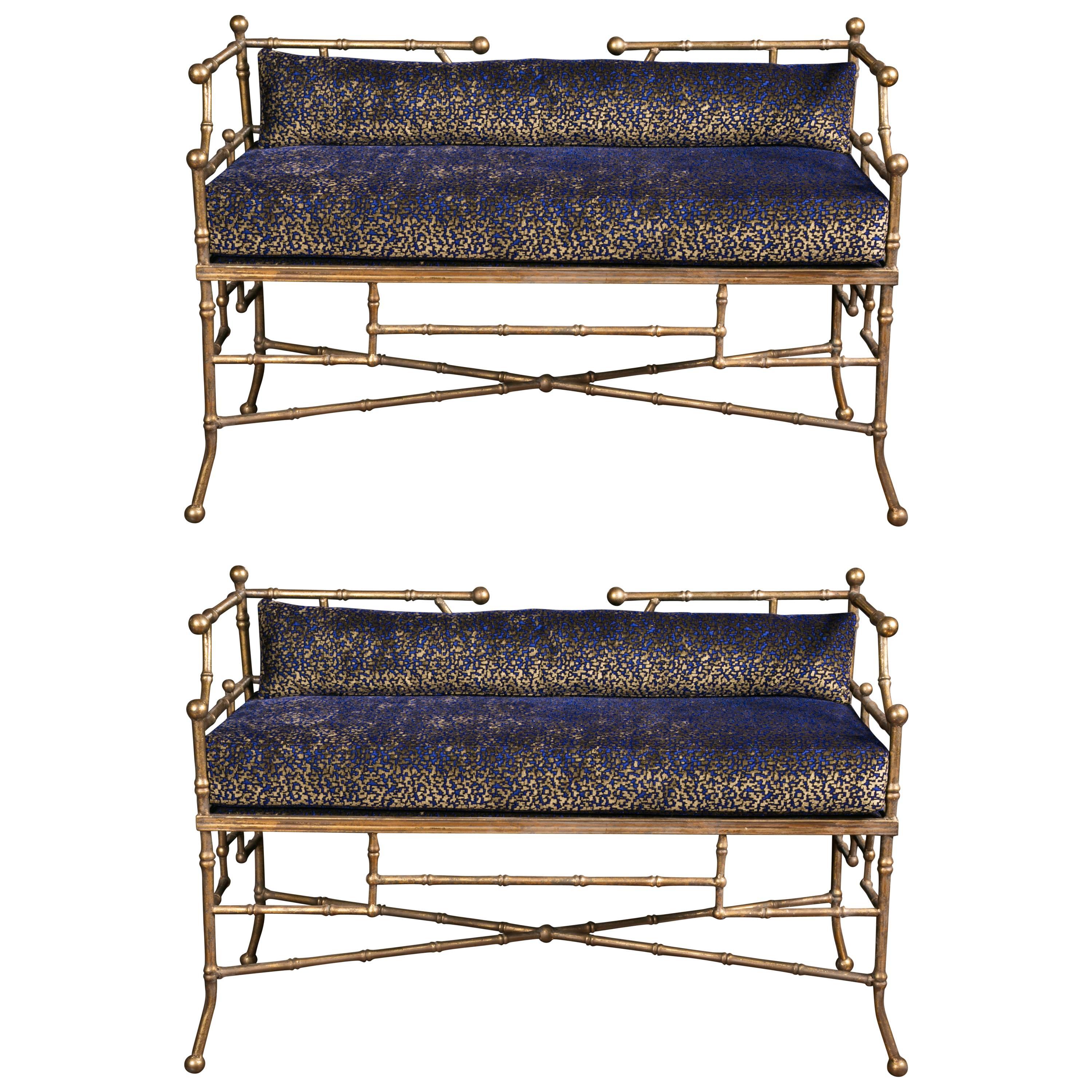 Pair of Bamboo Style Banquettes