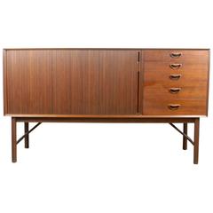 Danish Teak Tambour Door Credenza by Peter Hvidt