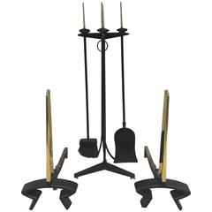 Donald Deskey Fireplace Andirons Tool Set