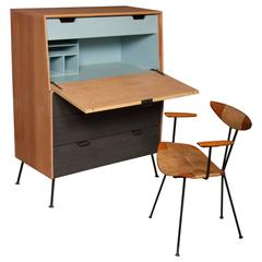 Raymond Loewy Droptop Desk, Cabinet 1950s 4