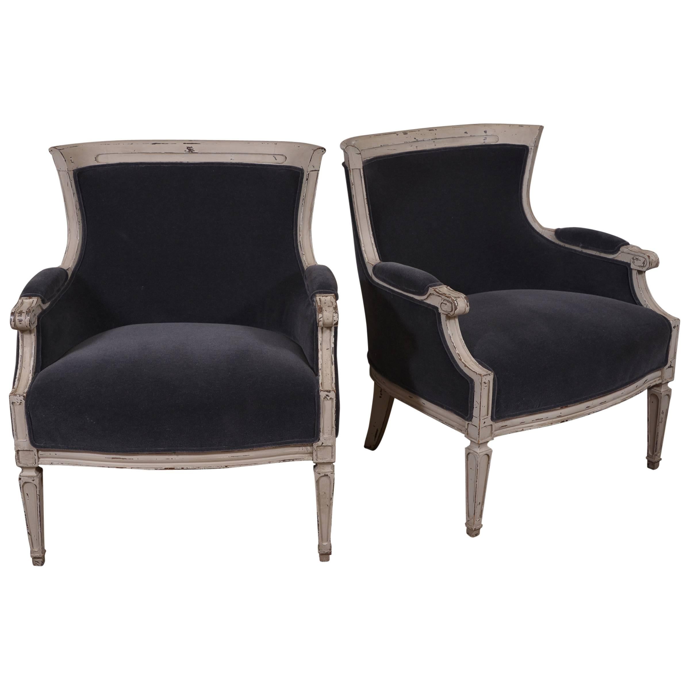 Pair of French Club Chairs at 1stDibs
