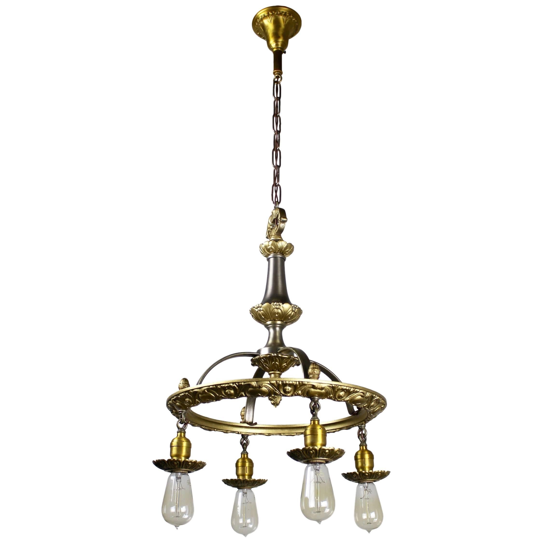 1920s Colonial Revival Iron Ring Fixture (4-Light) For Sale