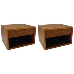 Pair of Danish modern walnut floating night stands with drawer