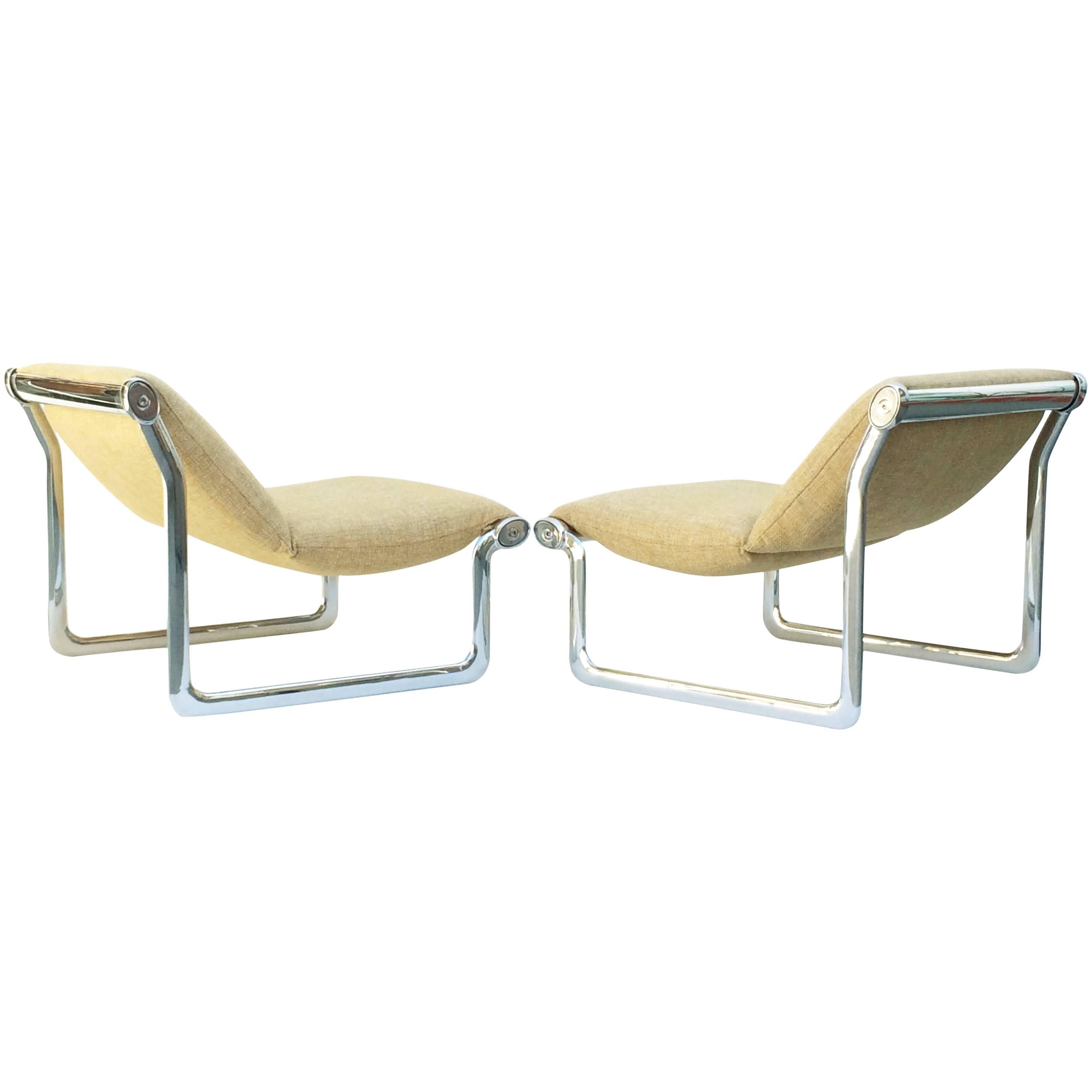 Polished Aluminum Lounge Chairs by Hannah Morrison for Knoll International 