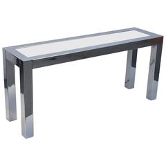 Polished Chrome and Mirror Console Table Polished Chrome and Mirror Console Table