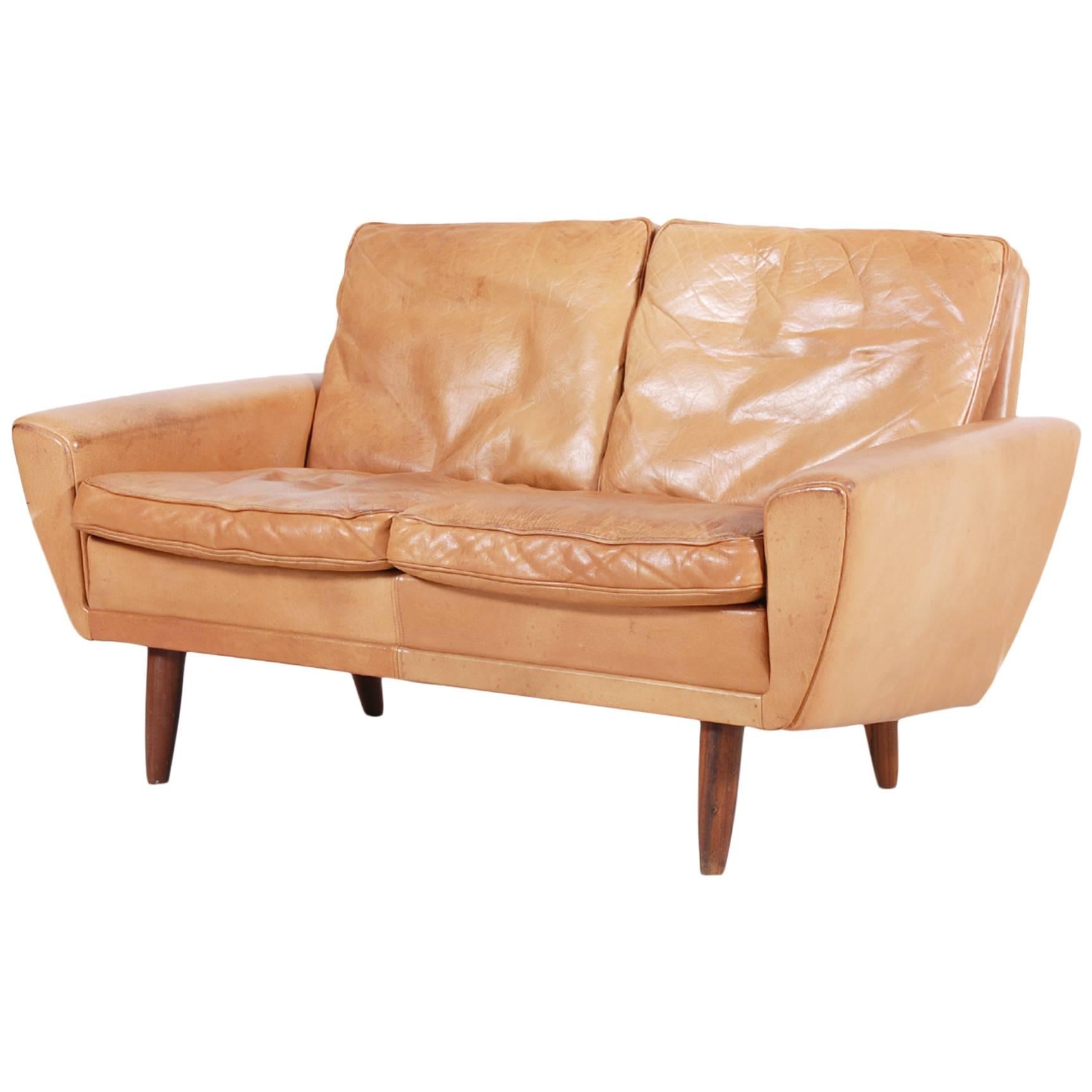 Scandinavian Two-Seater Leather Sofa, 1960