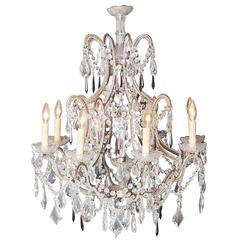 19th Century Italian Eight Lights Crystal Chandelier 11
